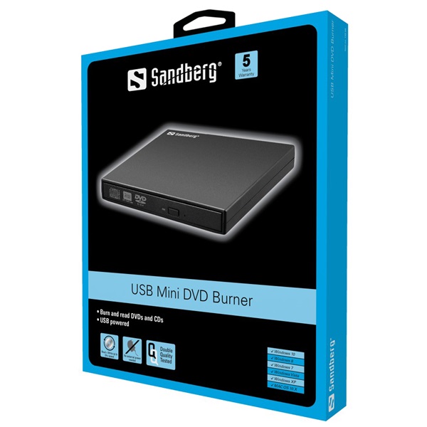 SANDBERG Külső meghajtó, USB Mini DVD Burner (133-66)
