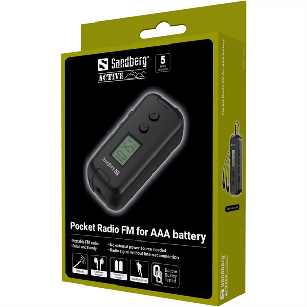 SANDBERG Rádió, Pocket Radio FM for AAA battery (421-00)