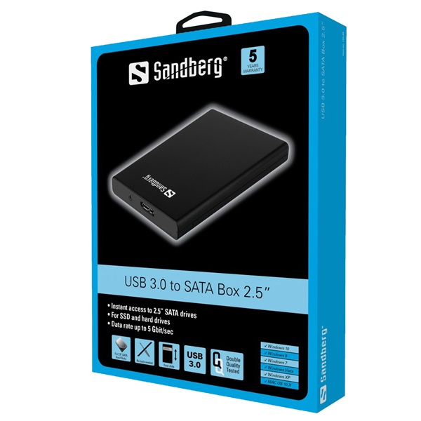 SANDBERG Merevlemez-tartozék, SSD USB 3.0 to SATA Box 2.5" (133-89)
