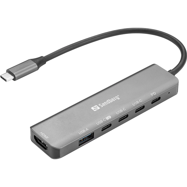SANDBERG USB-C 6-in-1 MediaDock, 6xUSB/1xHDMI (136-77)