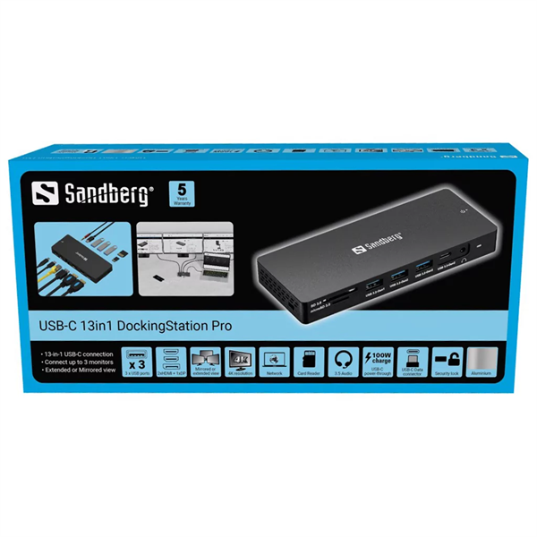 SANDBERG USB-C Dokkoló 13in1 DockingStation Pro (136-61)