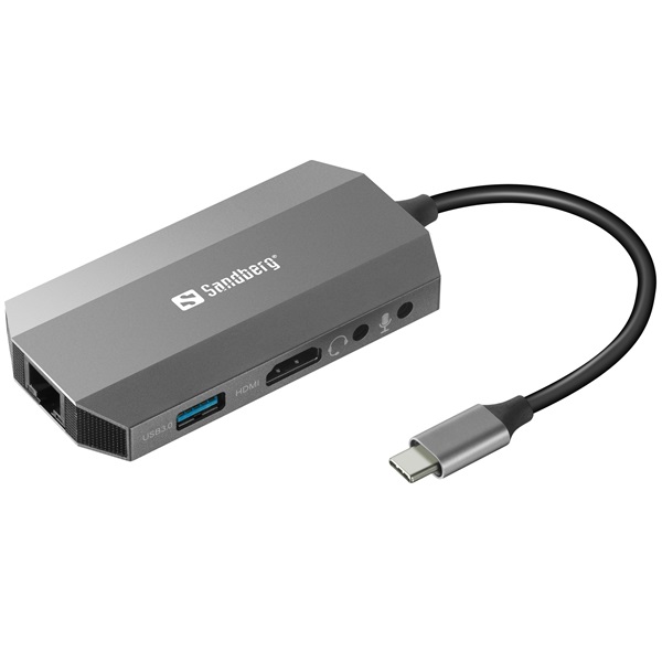 SANDBERG USB-C dokkoló, USB-C 6in1 Travel Dock (136-33)