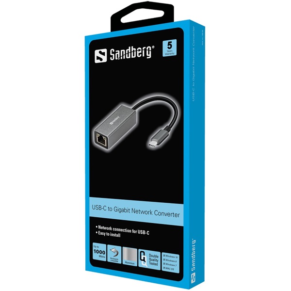 SANDBERG USB-C tartozék, USB-C Gigabit Network Adapter (136-04)