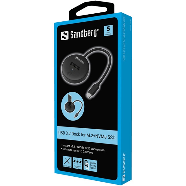 SANDBERG USB-C tartozék, USB 3.2 Dock for M.2+NVMe SSD (136-47)