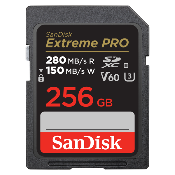 SANDISK 215493, SDXC EXTREME PRO KÁRTYA 256GB, 280/150 MB/s, UHS-II, V60,C10 (00215493)