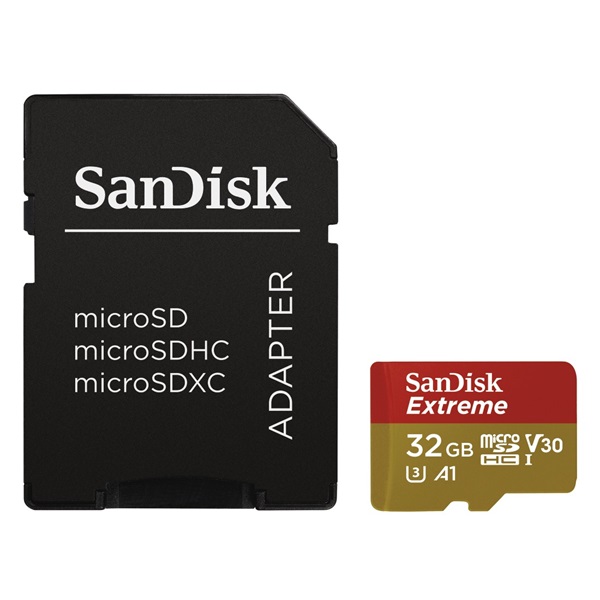 SANDISK 173420, MICROSDHC EXTREME KÁRTYA 32GB, 90MB/sec. CL10, UHS-I, V30, A1 (00173420)