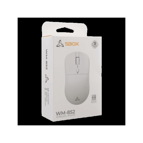 SBOX WM-852W Vezeték nélküli egér, fehér, 800-1600dpi, 4D, 2,4GHz (SBOX WM-852W)