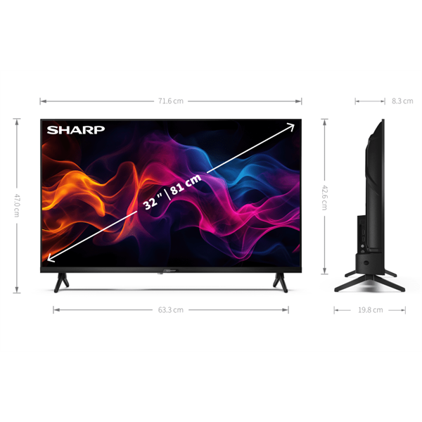 SHARP 32GF3265E 32"/81cm Full HD QLED Google TV, 1920x1080, 2xHDMI/2xUSB (32GF3265E)
