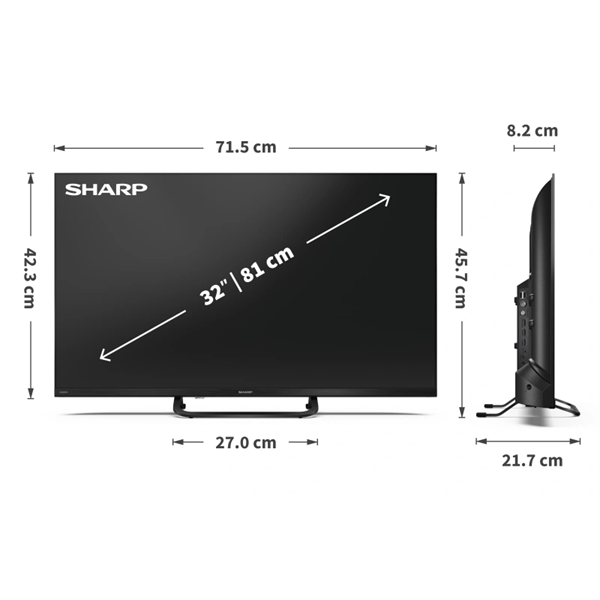 SHARP 32HF3865E 32"/80cm Full HD QLED Google TV, 1920x1080, 3xHDMI/2xUSB (32HF3865E)