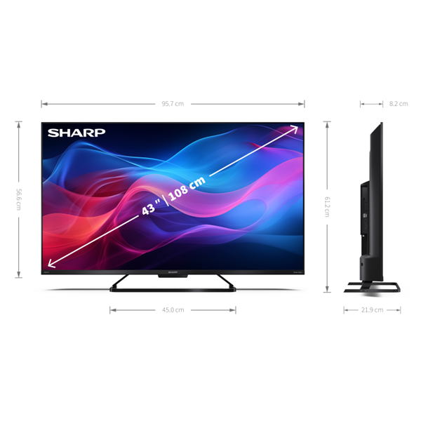SHARP 43GR8265E 43"/108cm 4K UHD QLED Google TV, 144 Hz, 3840x2160, 4xHDMI/2xUSB (43GR8265E)