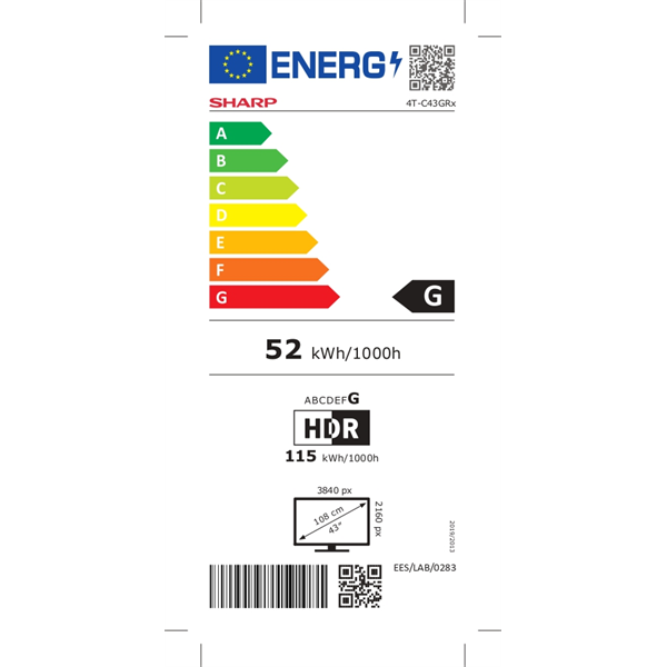 SHARP 43GR8265E 43"/108cm 4K UHD QLED Google TV, 144 Hz, 3840x2160, 4xHDMI/2xUSB (43GR8265E)