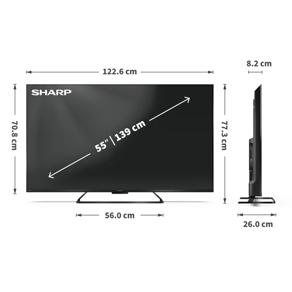 SHARP 55HR7265E 55"/139cm 4K UHD QLED Google TV, 144 Hz, 3840x2160, 4xHDMI/2xUSB (55HR7265E)