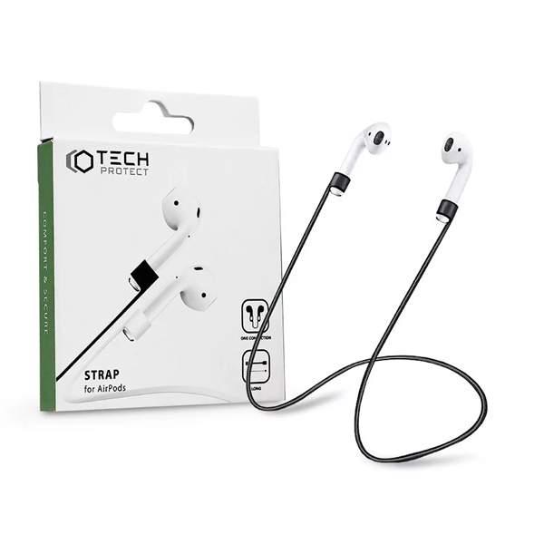 TECH-PROTECT SZILIKON NYAKPÁNT APPLE AIRPODS FÜLHALLGATÓHOZ – STRAP FOR AIRPODS – FEKETE (FN0540)