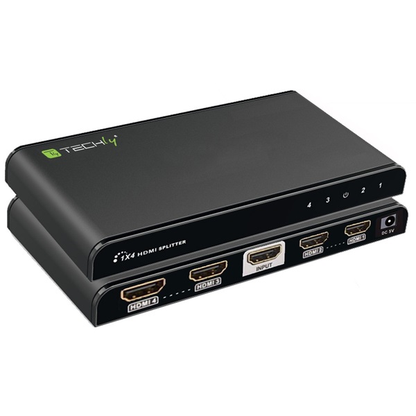 TECHLY HDMI splitter, 1 in 4 out, 30 méter, 4K Ultra HD (IDATA HDMI-4K4)