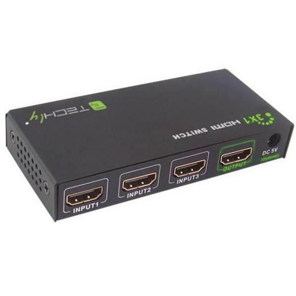 TECHLY HDMI switch, 3 in 1 out, 4K Ultra HD, IR (IDATA HDMI-4K31)