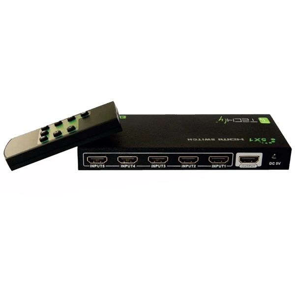 TECHLY HDMI switch, 5 in 1 out, 4K Ultra HD, IR (IDATA HDMI-4K51)
