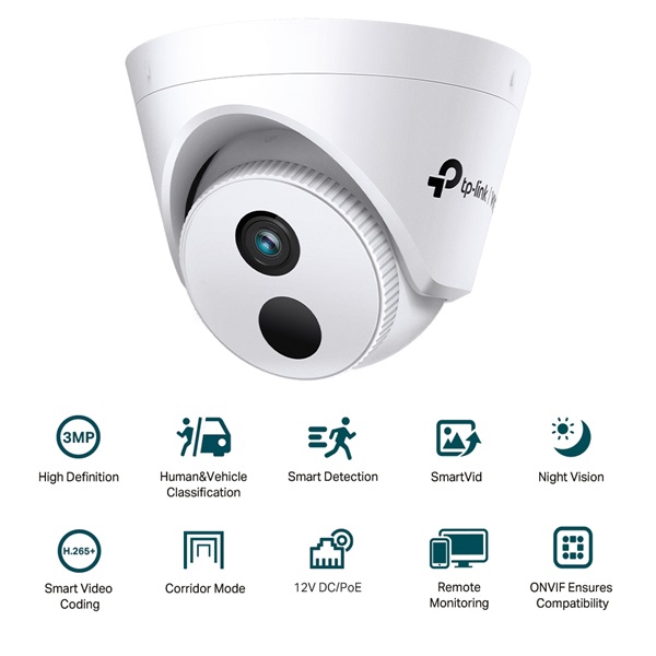TP-LINK IP Kamera beltéri éjjellátó 3 Megapixel, 4mm Objektív, VIGI C430I(4MM) (VIGI C430I(4MM))