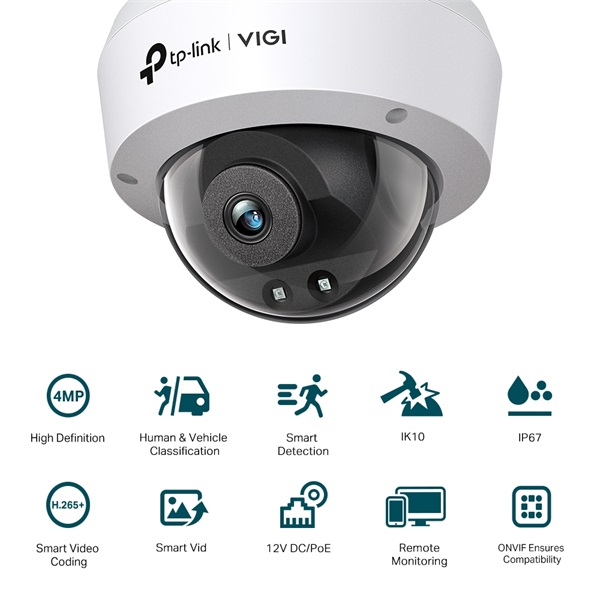 TP-LINK IP Kamera kültéri/beltéri éjjellátó 3 Megapixel, 4mm Objektív, VIGI C240I(4MM) (VIGI C240I(4MM))