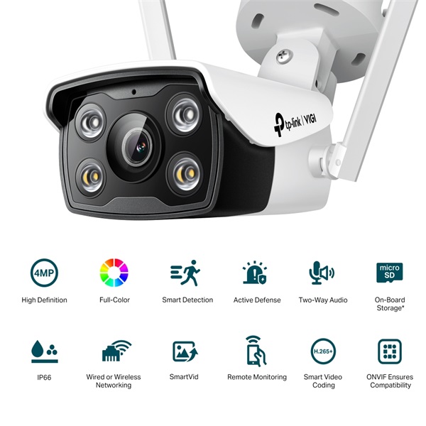 TP-LINK IP & Wi-Fi-s Kamera kültéri éjjellátó 4 Megapixel, 4mm Objektív, VIGI C340-W(4MM) (VIGI C340-W(4MM))