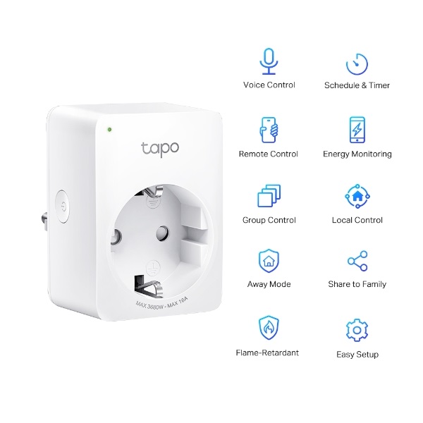 TP-LINK Okos Dugalj Wi-Fi-s Fogyasztás mérővel, TAPO P110 (TAPO P110)