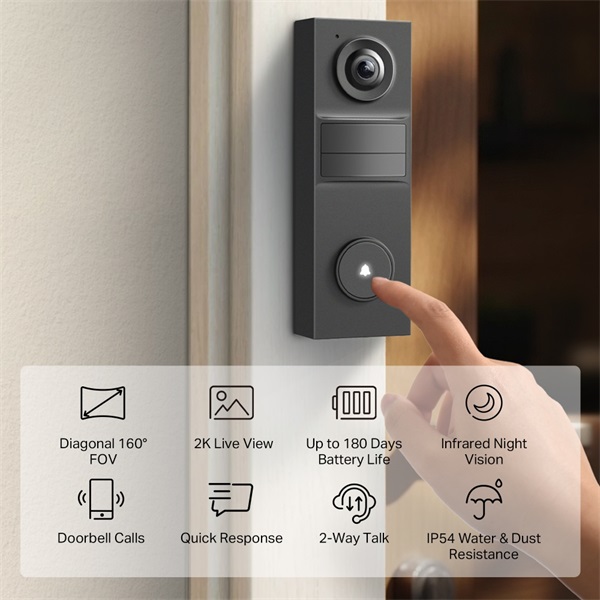 TP-LINK Okos Videó Kapucsengő, TAPO D205 (TAPO D205)
