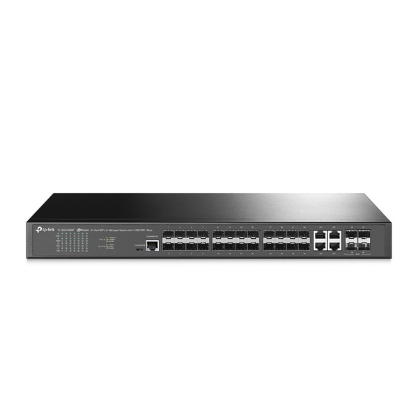 TP-LINK Switch 20x1000Mbps + 4xGigabit SFP kombó + 4x10G SFP+ + 1xkonzol port, Menedzselhető, SG3428XF (SG3428XF)