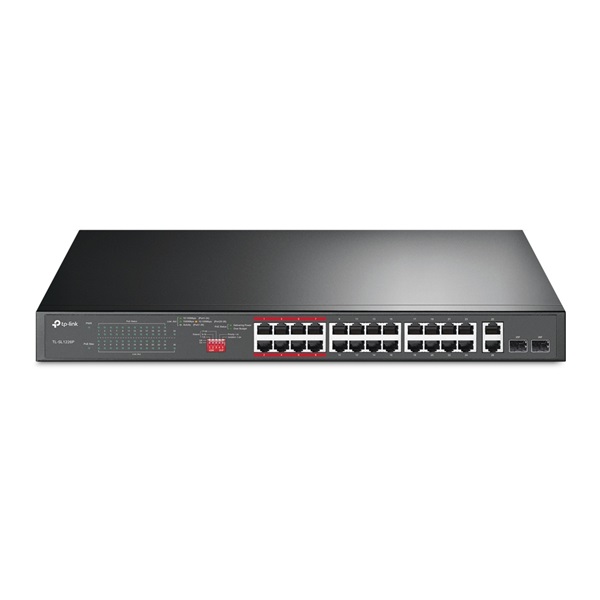TP-LINK Switch 24x100Mbps (24xPOE+) + 2x1000Mbps + 2xGigabit kombó SFP, TL-SL1226P (TL-SL1226P)