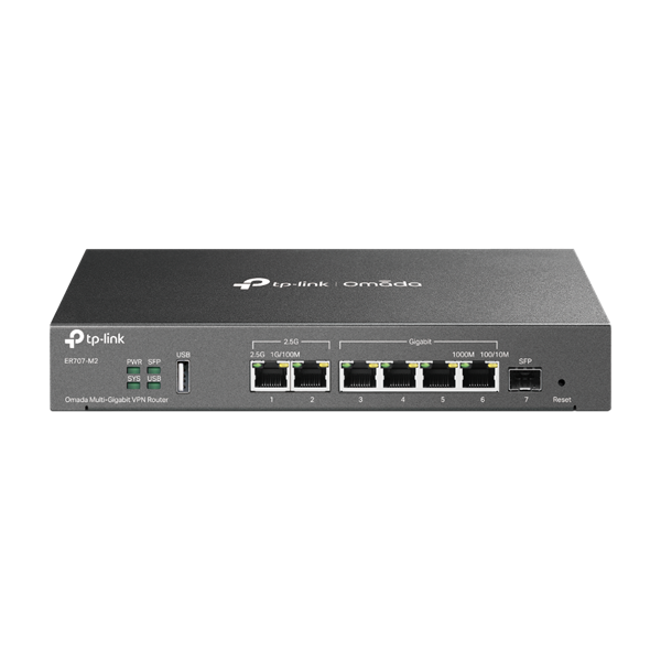 TP-LINK Vezetékes VPN Router 1xWAN(2.5G) +1xWAN/LAN(2.5G) +1xSFP + 4xLAN(1000Mbps) + 1xUSB, ER707-M2 (ER707-M2)