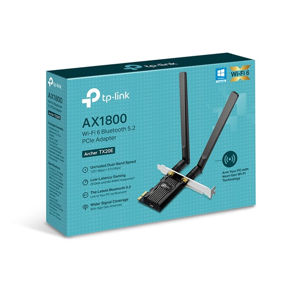 TP-LINK Wireless és Bluetooth 5.2 Adapter PCI-Express Dual Band AX1800, Archer TX20E (ARCHER TX20E)