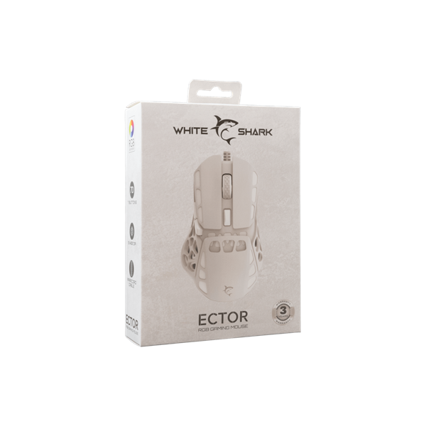 WHITE SHARK ECTOR-W GM-5016W RGB gamer egér, 12.200 dpi, 7 gombos fehér (WS GM-5016W)