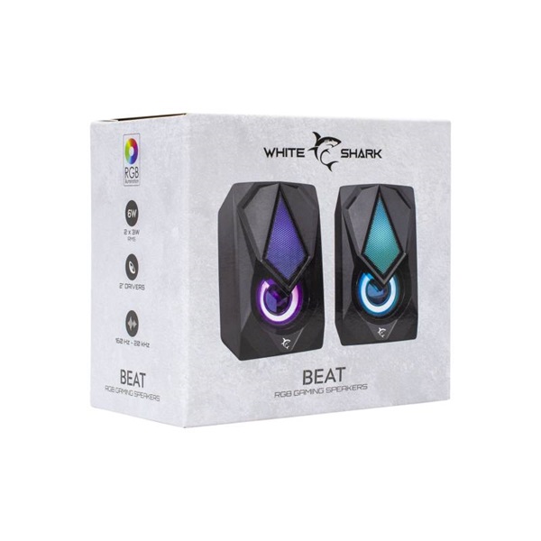 WHITE SHARK BEAT RGB Hangszóró, 2.0, 6W, RGB LED (GSP-619)