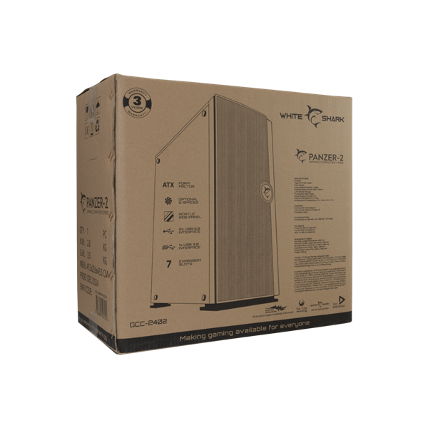 White Shark PANZER-2, GCC-2402 Számítógép ház ATX midi Tower (WS GCC-2402)