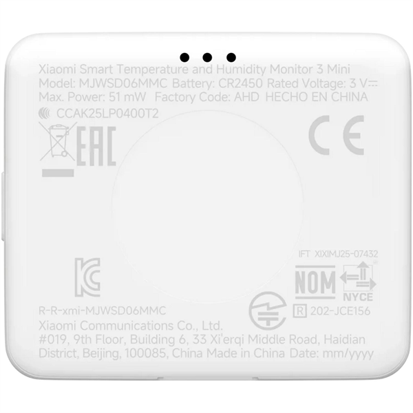 XIAOMI QBH4312GL Mini 3 Okos hőmérséklet és páratartalom mérő, Fehér (QBH4312GL)