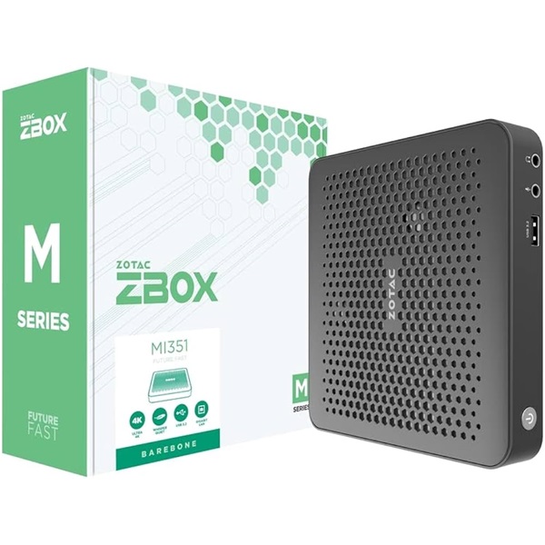 ZOTAC PC ZBOX, Intel N-series N100 3.4GHz, HDMI, Displayport, LAN, WIFI, BT, M.2 SSD hely, 4xUSB (ZBOX-MI351-E)