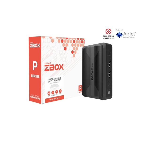 ZOTAC PC ZBOX, Intel N-series N300 3.8GHz, 8GB, HDMI, 2xDisplayport, LAN, WIFI, BT, M.2 SSD hely, 3xUSB Passzív (ZBOX-PI430AJ-BE)