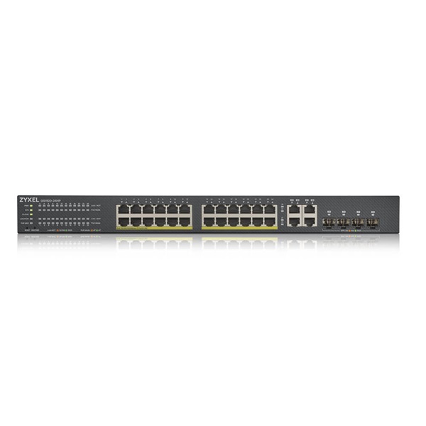 ZYXEL Switch 24x1000Mbps (24xPOE) +4xGigabit kombó SFP+, Fémházas Menedzselhető, (24xGbE POE port), GS1920-24HPV2-EU0101 (GS1920-24HPV2-EU0101F)