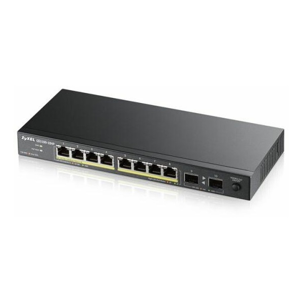 ZYXEL Switch 8x1000Mbps (8xPOE) + 2xGigabit SFP Fémházas Asztali, GS1100-10HP-EU0102F (GS1100-10HP-EU0102F)