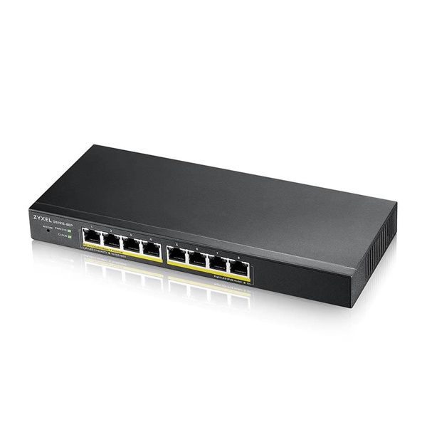ZYXEL Switch 8x1000Mbps (8xPOE), Fémházas, Menedzselhető (8GbE port), GS1915-8EP-EU0101F (GS1915-8EP-EU0101F)