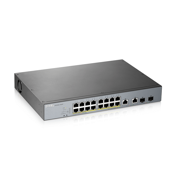 ZYXEL Switch 16x1000Mbps (16xPOE) + 2xGigabit kombó SFP Menedzselhető Rackes, GS1350-18HP-EU0101F (GS1350-18HP-EU0101F)