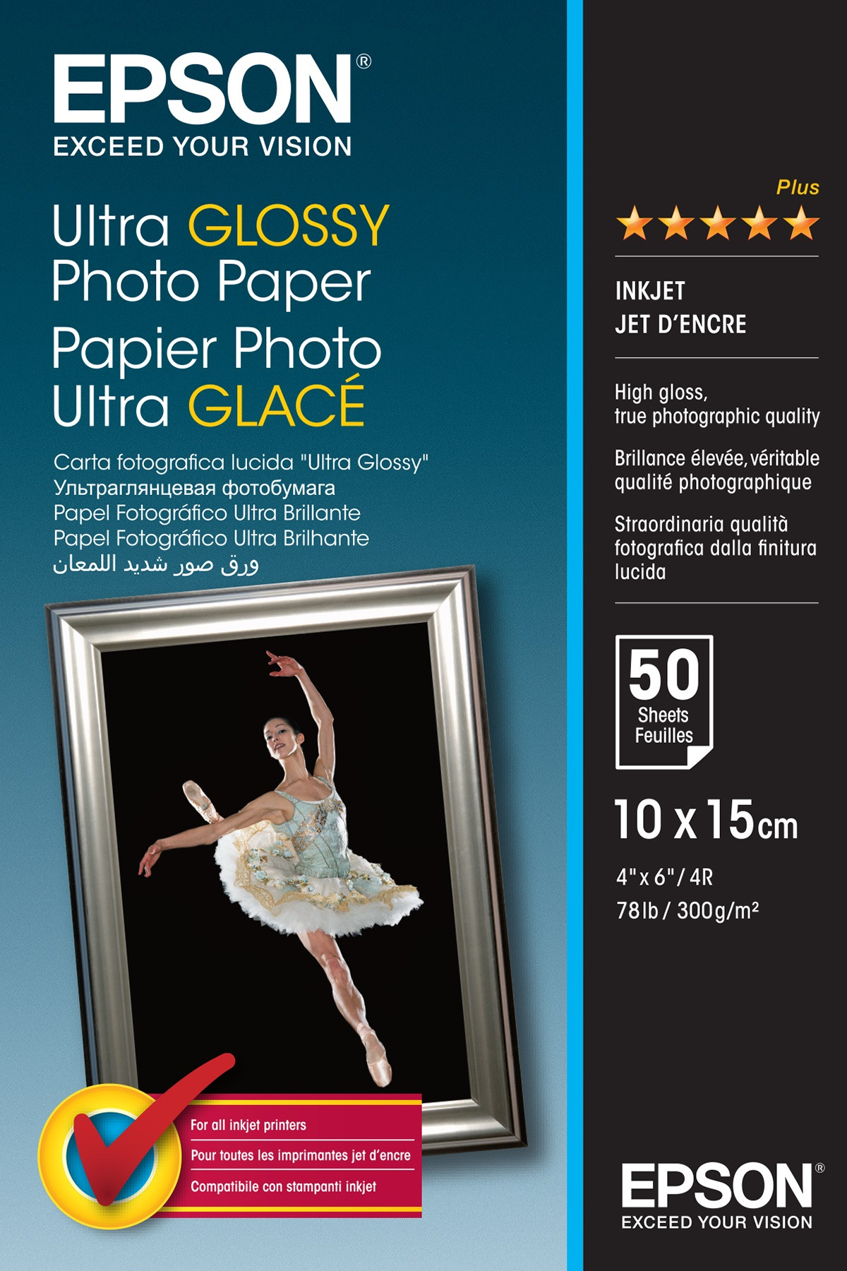 Epson ultra fényes fotópapír (10x15,  50 lap, 300g) (C13S041943)