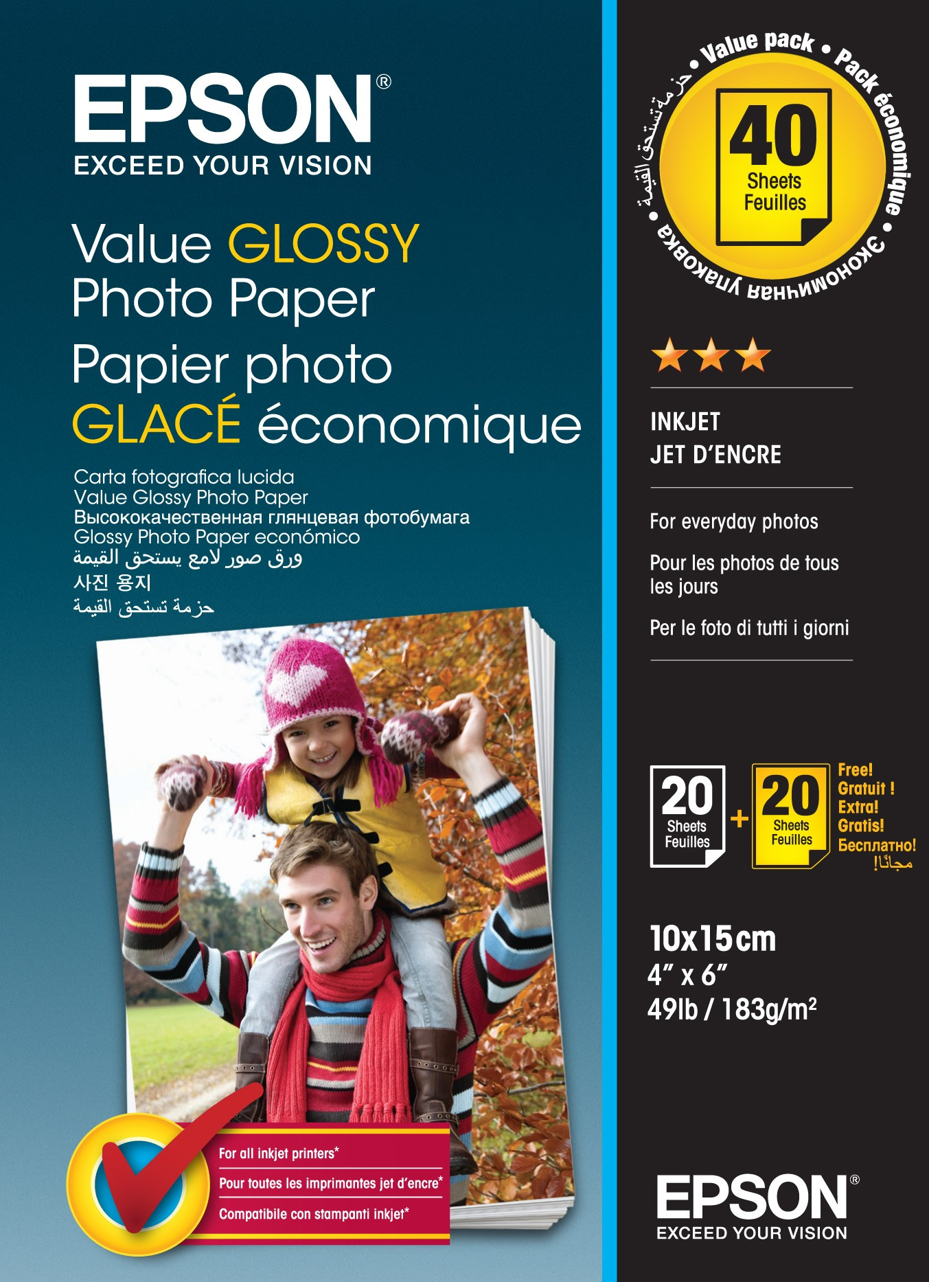 Epson fényes fotópapír (10x15, 20 lap, 183g) (C13S400037)