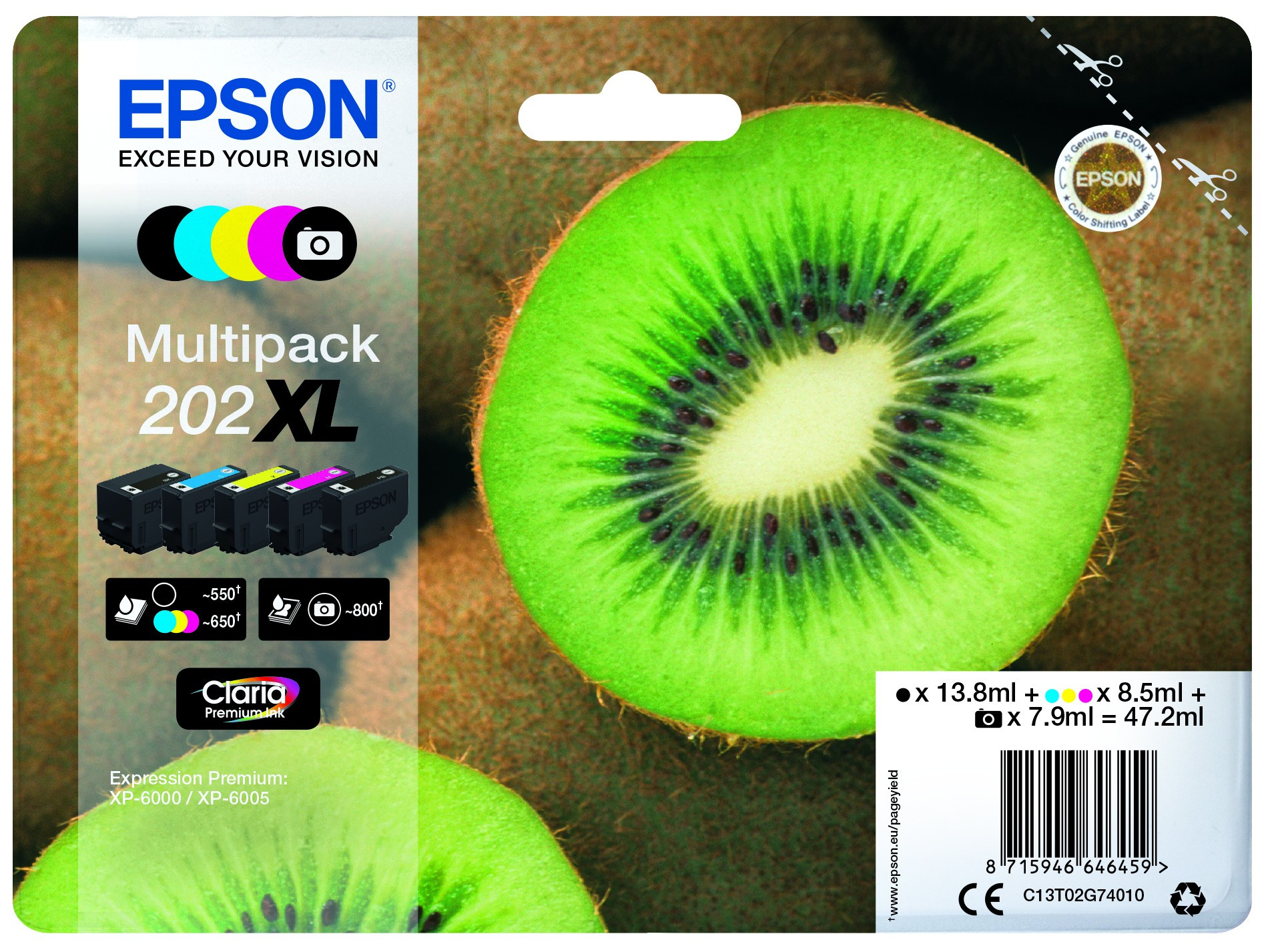 Epson T02G7 Tintapatron Multipack 47,2ml No.202XL (C13T02G74010)