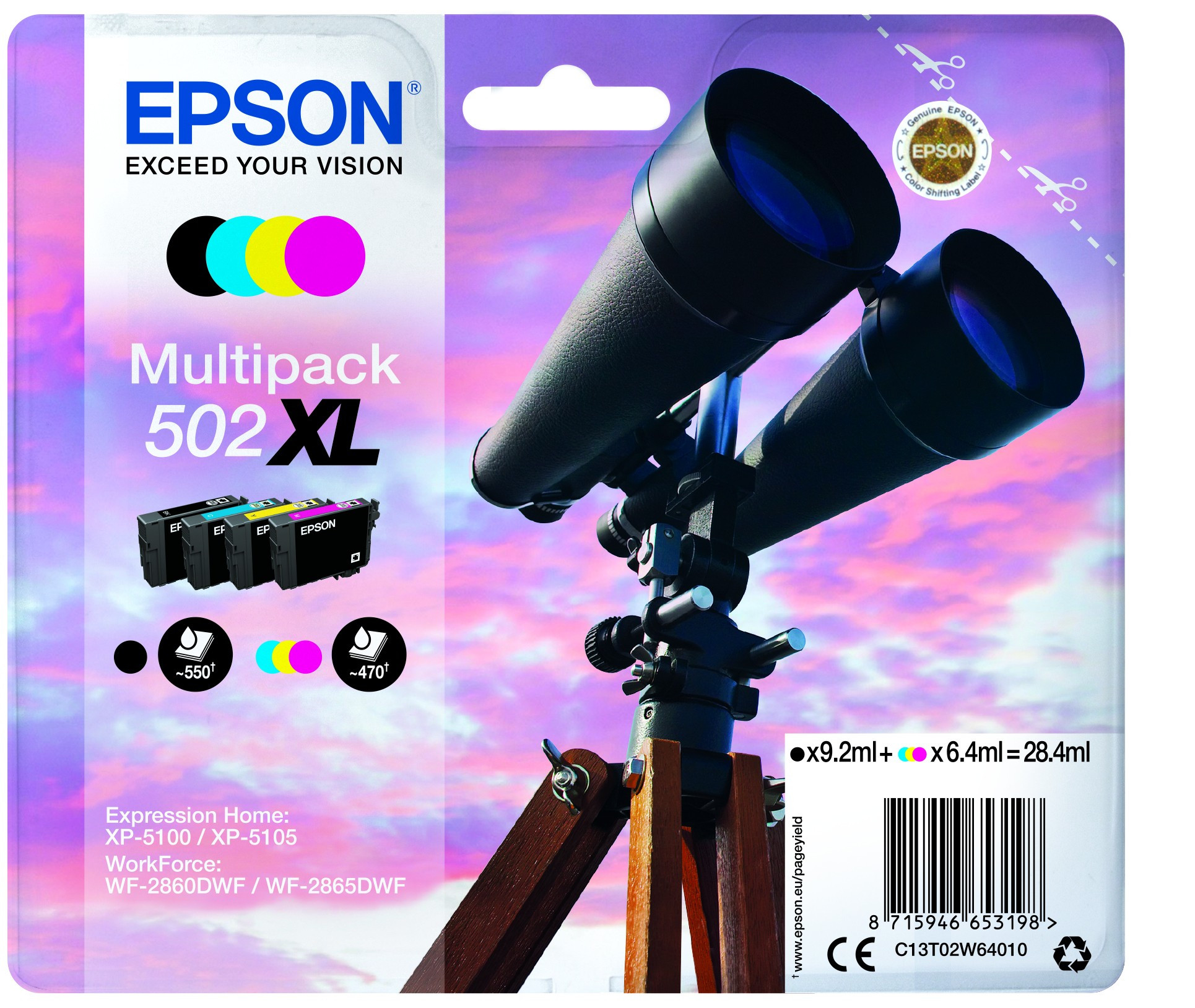 Epson T02W6 Tintapatron Multipack 28,4ml No.502XL (C13T02W64010)
