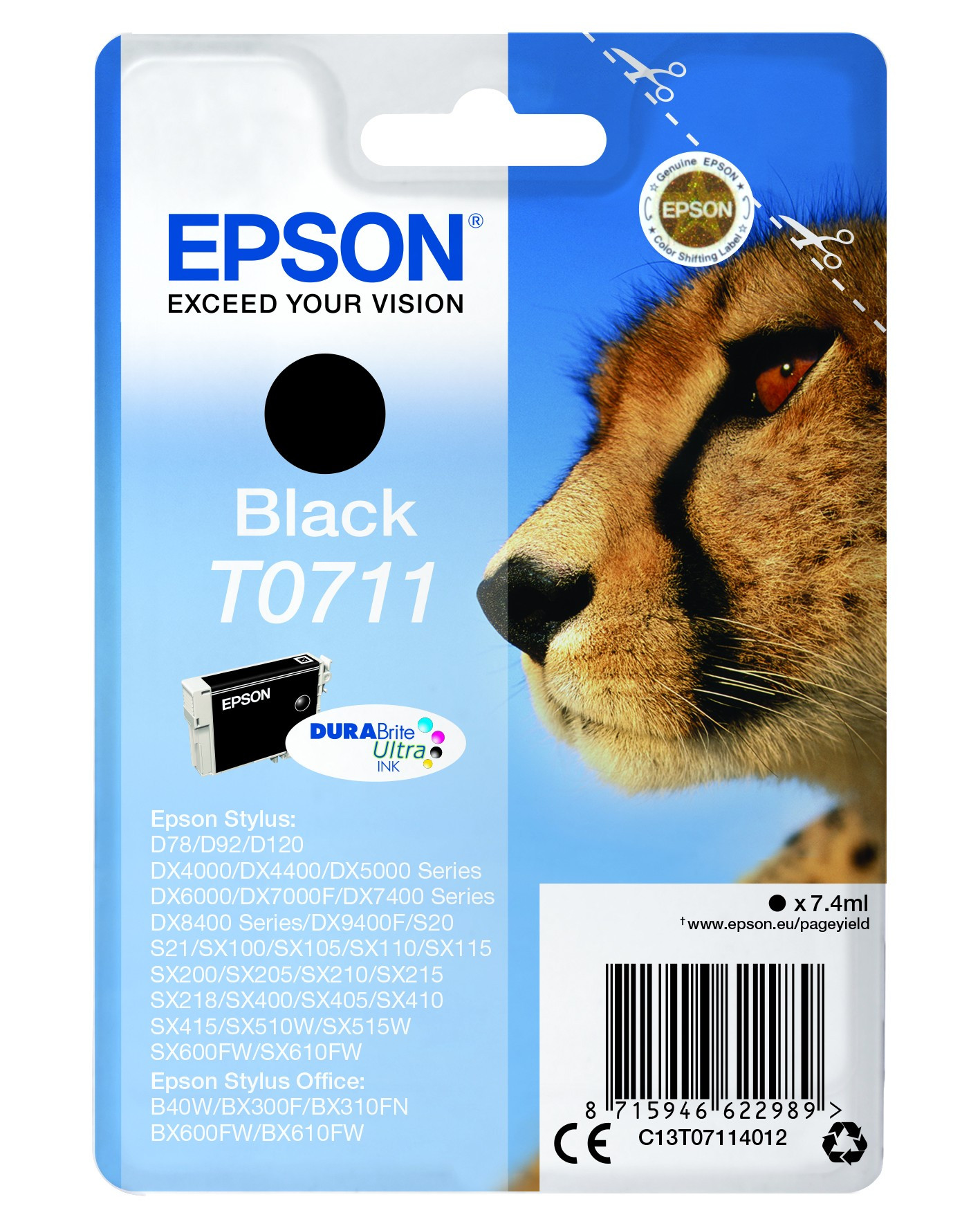 Epson T0711 Tintapatron Black 7,4ml (C13T07114012)