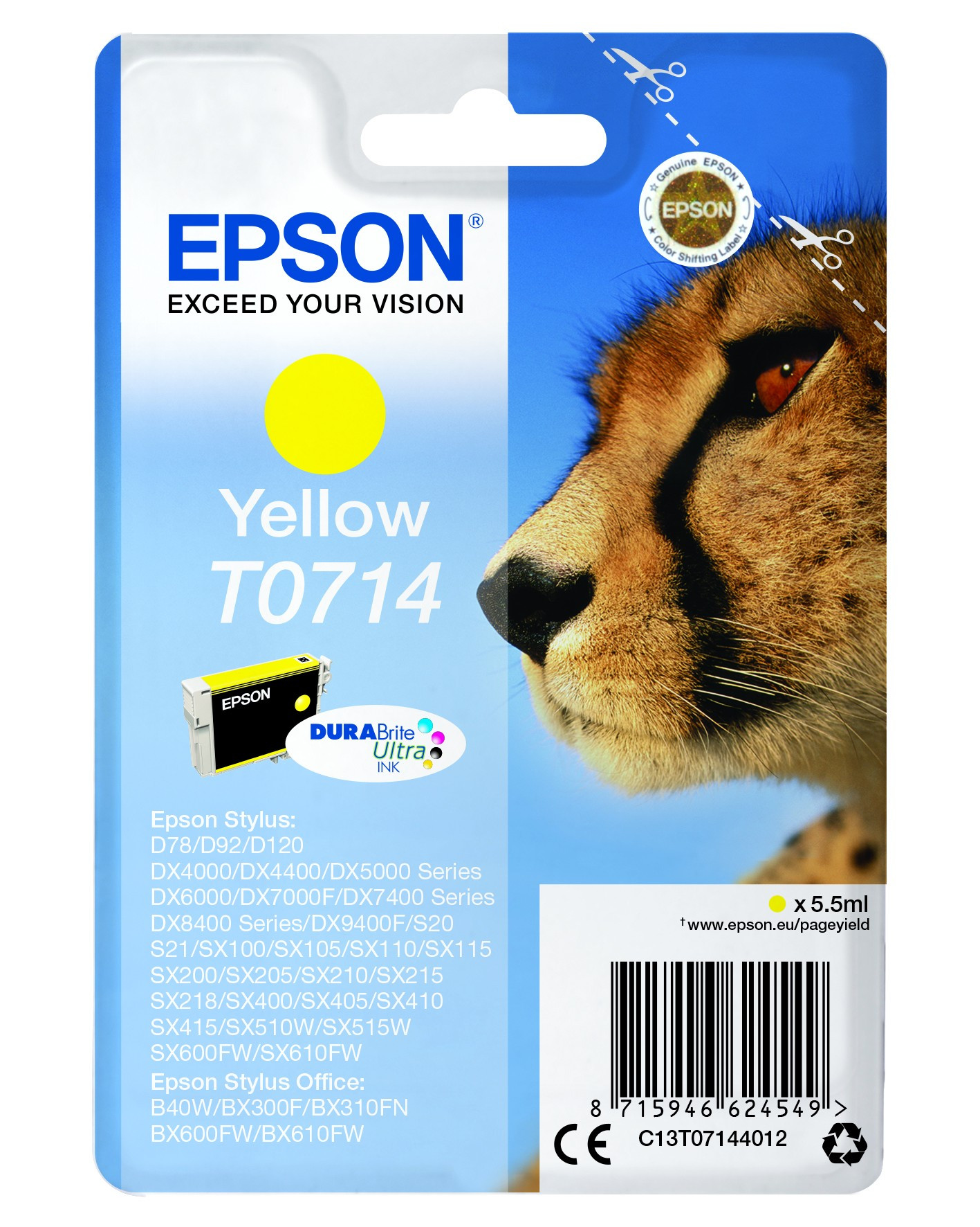 Epson T0714 Tintapatron Yellow 5,5ml (C13T07144012)
